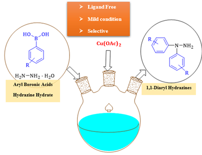 Efficient Copper-Catalyzed Selective Synthesis of 1,1-Diaryl Hydrazines from Aryl Boronic Acids and Hydrazine Hydrate 